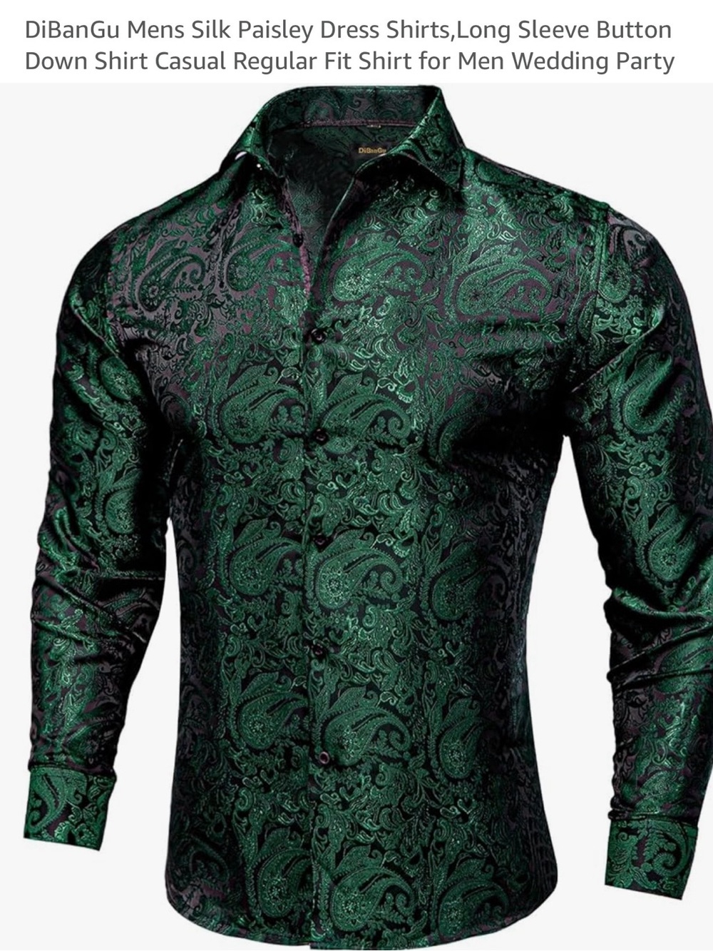 DibanGu Green Silk Paisley Button-Down Shirt